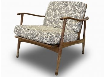 A Pair Of Vintage Mid Century Modern Arm Chairs In Style Of Gio Ponti In Madeline Weinrib Print