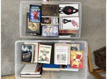 Two Bins Of Assorted Books And XBox Games