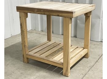 A Sanded Teak Side Table By Broyhill Furniture