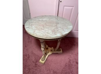 2 Vintage Italian Pedestal Tables With Marble Top