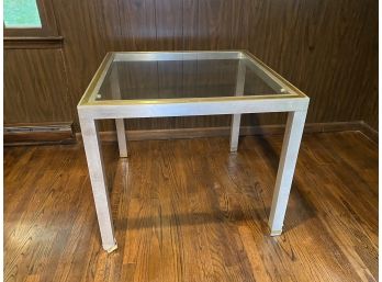 Square Metal Frame Glass Top Table
