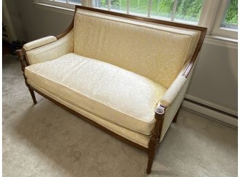 Vintage Pale Yellow Mahogany Framed Settee
