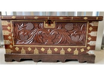 Amazing Hand Carves Wooden Trunk With Hand Cut Brass