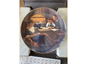 The Edwin M Knowles China Co. Plate 'fathers Help' Norman Rockwell With Certificate Of Authenticity