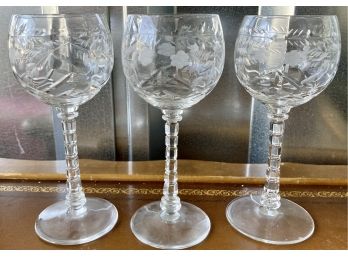 7 Pretty Cut Glass Wine Glasses