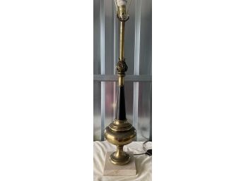 Vintage Tall Metal Brass(?) Lamp With Marble Base
