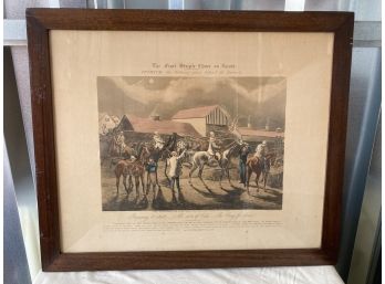 First Steeple Chase On Record 'preparing For The Start   All Sorts Of Odds  The Grey For Choice' Framed Print