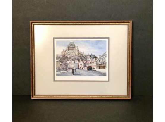 'Chateau Frontenac'  Signed Watercolor Lithograph By Artist Inge Claussen