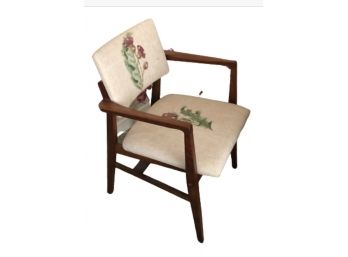 Vintage Mid Century Upholstered Arm Chair With Painted Floral Design By Marble Imperial Furniture Company