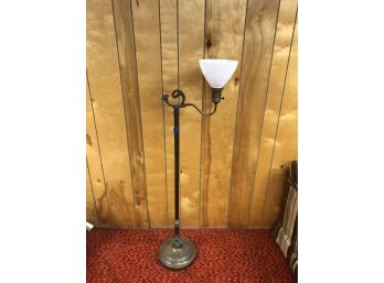 Vintage Floor Lamp With Milk Glass Shade