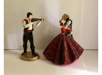 Spanish Flamenco Dancer And Violinist 17 Inches High