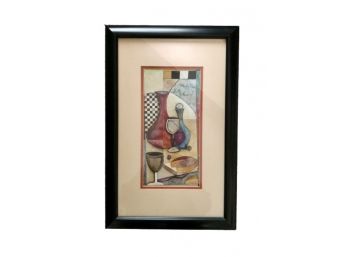 Framed Print With Wine And Cheese