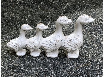 Decorative Cast Iron Piece With Four Ducks Attached In A Row One Piece