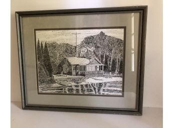 Ink Sketch Of The Cottage Signed By Artist
