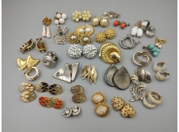 Lot Of Handcrafted Costume Clip Earings And Shoe Clips.