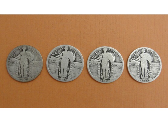 (4) Silver Standing Liberty Quarters 1925, 1925, 1926 S,1928