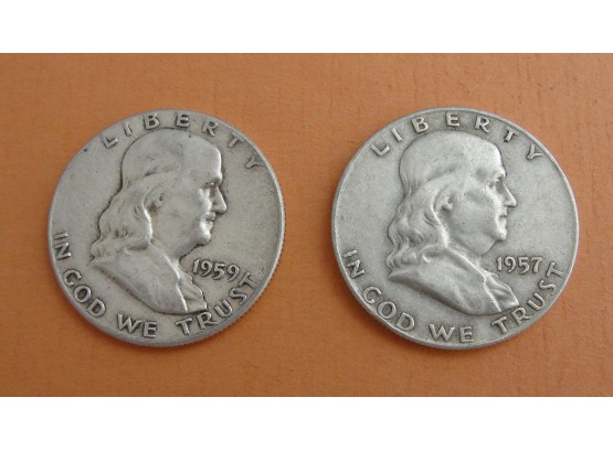 (2) Benjamin Franklin Silver Half Dollars - 1957 & 1959