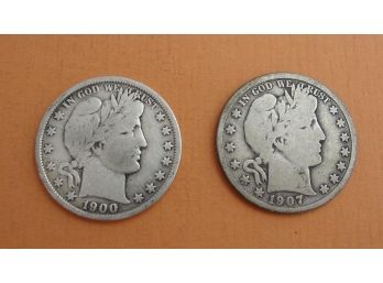 (2) Silver Barber Half Dollars 1900 & 1907 D