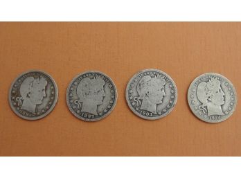 (4) Silver Barber Quarters 1893, 1897, 1903, 1914 D
