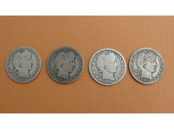 (4) Silver Barber Quarters 1898, 1906, 1914, 1915 D