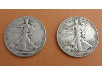(2)  Silver Walking Liberty Half Dollars 1944 & 1945 S