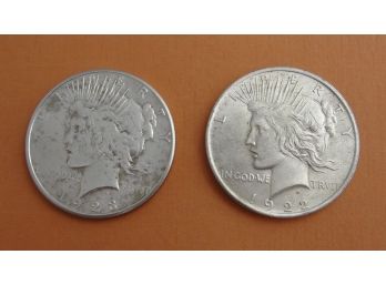 1922 & 1922 S Peace Silver Dollars