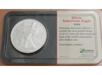 2004 US Silver Eagle 1 Troy Ounce .999 Fine Silver Coin - Littleton Coin Co