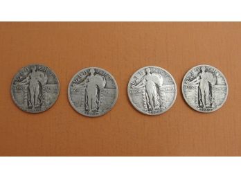 (4) Silver Standing Liberty Quarters 1925, 1927, 1929,1930 S