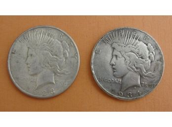 (2) Peace  Silver Dollars 1923 S & 1934 D