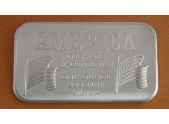 1 Troy Ounce Fine Silver Bar - America Bi-centenial - Madison Mint