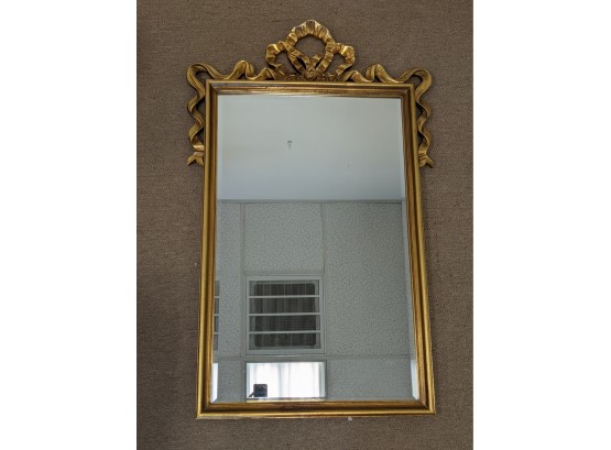 Vintage Carolina Mirror Company Vintage Ribbon And Bow Gilt / Gold Tone Beveled Mirror