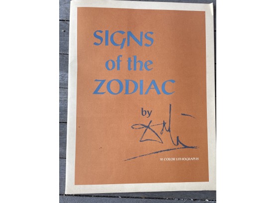 Salvador Dali Portfolio Of  12 Lithographs Of The 12  Signs Of The Zodiac With A Description Page.