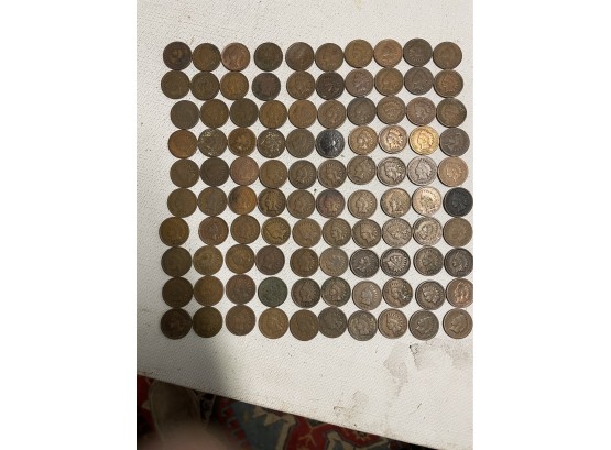 100 Indian Head Pennies 19th And 20th Century . Good Condition