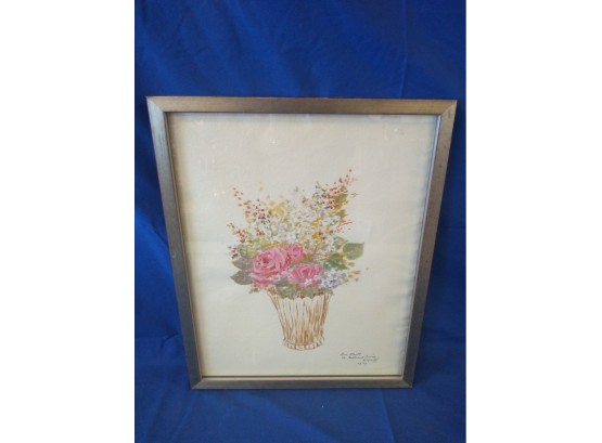 Listed Artist Leon Hartl 1959 Signed Painting Vase Of Flowers