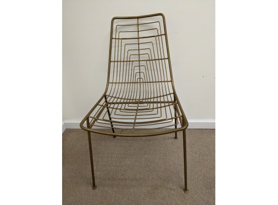 Gold Tone Steel Tube / Wire Chair Mid Century Modern Style