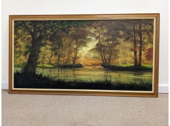 Listed Artist James Mastin Oil On Canvas Signed Landscape / Riverscape Painting