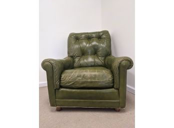 Vintage Green Tufted Leather Chair By Classic Leather Of Hickory North Carolina