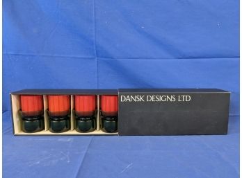 Vintage Dansk Designs Limited Glass Candle Holders In Original Box With Original Candles, Never Used
