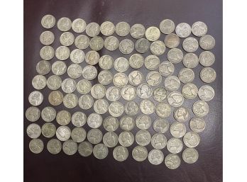 100 War Nickels 1942-45   S And P .     35 Percent Silver