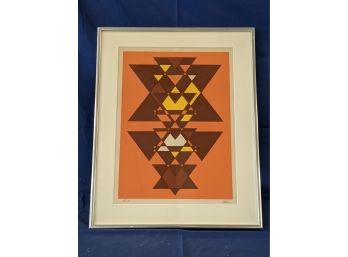 Pencil Signed 1970s Fred Isler Geometric Abstract Lithograph 15/250