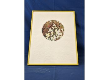 Pencil Signed Lithograph With Fantastic Embossed Paper Mat And Bright Yellow Frame