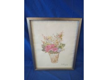Listed Artist Leon Hartl 1959 Signed Painting Vase Of Flowers