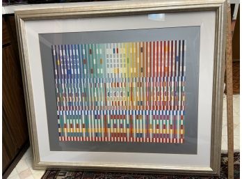 Abstract Serigraph By Famous Listed Modern Artist Agam. Large  Image 33x26 Signed With Certificate On Reverse
