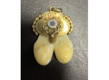 B.P.O.E. Elks Club 14k Gold Necklace With Two Elk Teeth