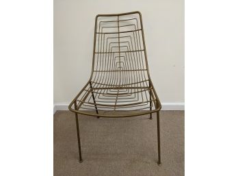 Gold Tone Steel Tube / Wire Chair Mid Century Modern Style