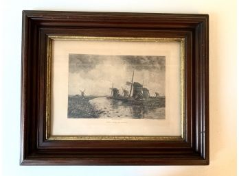 Mills Near Rotterdam Etching Signed W Roelofs From Appleton & Co New York Collection