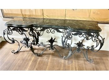 Gorgeous Antique French Iron And Marble Console Or Buffet Table (VERY HEAVY )