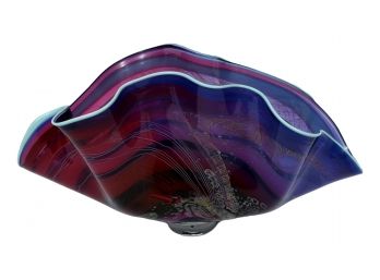 Signed Listed Artist James Nowak (b. 1956) Sea Fan Art Glass Vase (RETAIL $2,475)