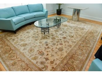 Nourison 2000 2209 Ivory Hand Knotted Silk And Wool Large Area Rug (9'9' X 13' 9')