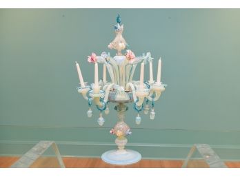 Late 19th Century Italian Six Branch Blown Opalescent Venetian Glass Girondole (RETAIL $4,000)